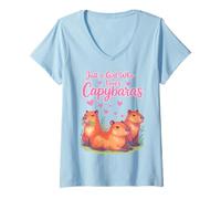 Mujer Capybaras Kawaii para niñas y fanáticos de los Animales Camiseta Cuello V