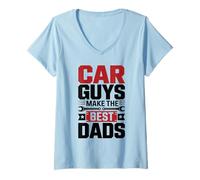 Mujer Car Guys Make The Best Dads Día del Padre Mecánico Papá Camiseta Cuello V