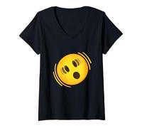 Mujer Cara temblorosa de Emoticono Camiseta Cuello V