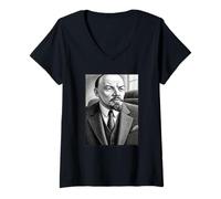 Mujer Carbón Lenin Sketch Camiseta Cuello V