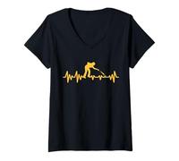 Mujer Cardiogram boules Boccia Bocce Juego de Bolas de Petanca Camiseta Cuello V