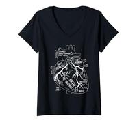 Mujer Cardiología Anatomía Diagrama del corazón Diseño de Ciencias médicas Camiseta Cuello V