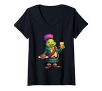 Mujer Cardo escocés caprichoso con whisky y haggis Camiseta Cuello V