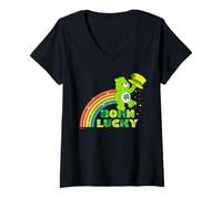 Mujer Care Bears Good Luck Bear Born Lucky St. Patrick's Day Camiseta Cuello V