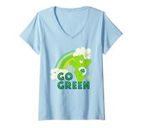 Mujer Care Bears Good Luck Bear Go Green St. Patrick's Day Camiseta Cuello V