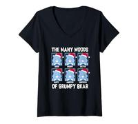 Mujer Care Bears Moods of Grumpy Bear Santa Hat Christmas Camiseta Cuello V