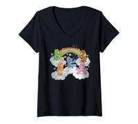 Mujer Care Bears Rainbows Bears Clouds Hearts and Stars Camiseta Cuello V