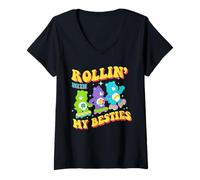 Mujer Care Bears Rollin with My Besties Camiseta Cuello V