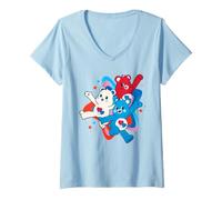 Mujer Care Bears: Unlock The Magic 4th of July Group Stars Camiseta Cuello V