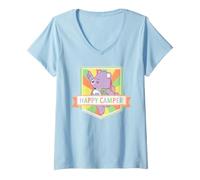 Mujer Care Bears: Unlock The Magic Happy Camper Share Bear Camiseta Cuello V