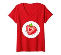 Mujer Care Bears: Unlock The Magic Strawberry Sunrise Bear Belly Camiseta Cuello V
