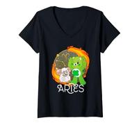 Mujer Care Bears: Unlock The Magic Zodiac Aries with Good Luck Camiseta Cuello V