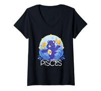 Mujer Care Bears: Unlock The Magic Zodiac Pisces with Harmony Bear Camiseta Cuello V