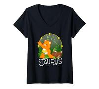 Mujer Care Bears: Unlock The Magic Zodiac Taurus with Friend Bear Camiseta Cuello V