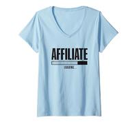 Mujer Carga De Afiliados Negocios En Línea Marketing De Afiliación Camiseta Cuello V