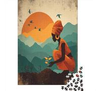 Mujer caribeña arrodillada en Tierra fértil Rompecabezas para Adultos |Plántulas Brillantes| 70x50cm/1000pcs Juegos EduGatoivos De Decoración del Hogar