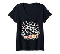 Mujer Caring For Vintage Humans Cuidador de Alto Rango - Camiseta Cuello V