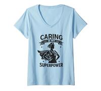 Mujer Caring is My Superpower | Regalo del Día Internacional de la Enfermera Camiseta Cuello V