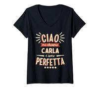 Mujer Carla Idea Regalo Personalizzata Amica Nome Divertente Camiseta Cuello V