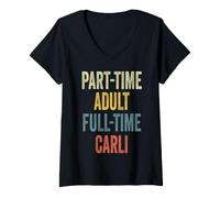 Mujer Carli Personalized Retro Girls Part-Time Carli Name Camiseta Cuello V
