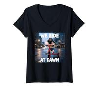 Mujer Carlino para Hombres, Mujeres, niños, niñas, We Ride At Dawn Cute Camiseta Cuello V