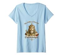 Mujer Carlomagno Padre de Europa Rey Medieval Camiseta Cuello V