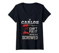 Mujer Carlos Nombre Si No Puede Arreglarlo Personal Marido Manly Hombre Manly Camiseta Cuello V