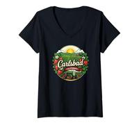 Mujer Carlsbad California Strawberry Farm Vintage Diseño Gráfico Camiseta Cuello V