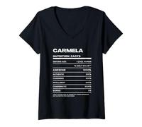 Mujer Carmela Datos de Nutrición Nombre Gracioso Camiseta Cuello V