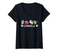 Mujer Carmela Nombre Personalizado Perro Carmela Pet Lover Camiseta Cuello V