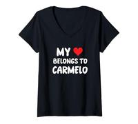 Mujer Carmelo - Mi Corazón Pertenece A Carmelo - Amor Camiseta Cuello V