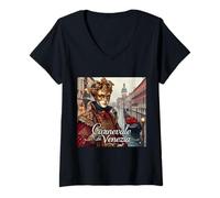 Mujer Carnevale di Venezia Woman - Elegante máscara Veneciana Camiseta Cuello V
