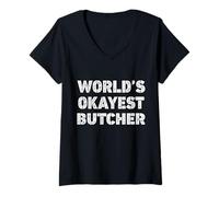 Mujer Carnicero Divertido del Mundo Camiseta Cuello V