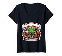 Mujer Carnivore Apex Predator Diet Meat Eater T-Rex Dino Keto Broma Camiseta Cuello V