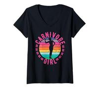 Mujer CARNIVORE NIÑA CARNÍN CARNE AMANTE DEL STEAK AMANTE CUTE FIT COWGIRL WOMAN Camiseta Cuello V