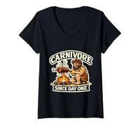 Mujer Carnívoro Desde el Primer día Carnívoro Dieta de nutrición del Hombre de Las cavernas Camiseta Cuello V