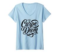 Mujer Carpe Diem aprovecha el día Idioma Latino Camiseta Cuello V