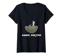 Mujer Carpe Noctem - Seize The Night Owl Moon Astronauta Gift Latin Camiseta Cuello V
