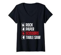 Mujer Carpintero Humor Rock Paper Tijeras Mesa Sierra Juego de Palabras Carpintero Carpintero Carpintero Camiseta Cuello V