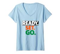 Mujer Carrera Ready Go Marathon Go Time Get Moving Sprinter de 10 km y 5 km Camiseta Cuello V