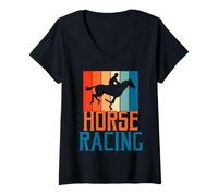 Mujer Carreras de Caballos Hobby Equitación y Equitación Camiseta Cuello V