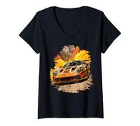 Mujer Carreras de Coches Retro japoneses: Revive la Leyenda JDM a la Deriva Camiseta Cuello V