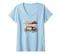 Mujer Carrito de Helado Vintage, Camiseta Cuello V