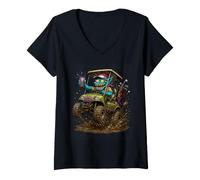 Mujer Carro de Golf Salvaje Divertido Monstruo Todoterreno Camiseta Cuello V