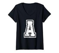 Mujer Carta A Nombre Monograma Inicial Varsity Alphabet cumpleaños Camiseta Cuello V