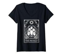 Mujer Carta de Tarot del Equipo de Bolos The Pin Pals Witchy Moon Camiseta Cuello V
