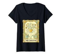 Mujer Carta de Tarot El Cuidador Art Nouveau Heart Vintage Nursing Camiseta Cuello V