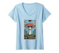 Mujer Carta de Tarot Fly Agaric Amanita Muscaria Mushroom The Magician Camiseta Cuello V