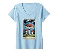 Mujer Carta de Tarot Fly Agaric Amanita Muscaria Mushroom The Magician Camiseta Cuello V