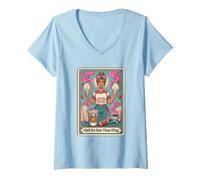 Mujer Carta de Tarot Girl Go Get That Flag Football Mom Camiseta Cuello V
